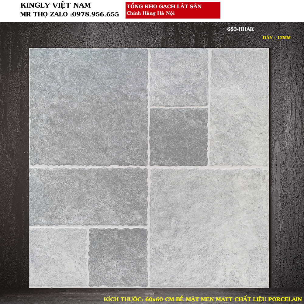 Gạch giả cổ lát sân 60x60 cm 683 Loại 1